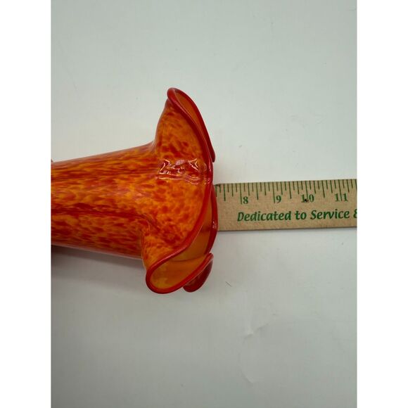 vintage Fenton Thumbprint orange glass vase - Picture 2 of 6